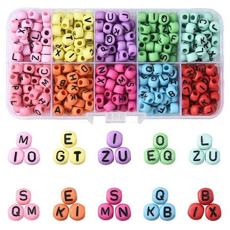 450Pcs 10 Styles Opaque Acrylic Beads OACR-FS0004-02-1