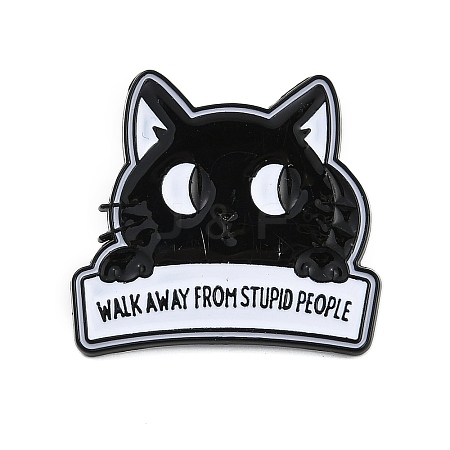 Cat with Word Enamel Pins JEWB-Q014-16B-1