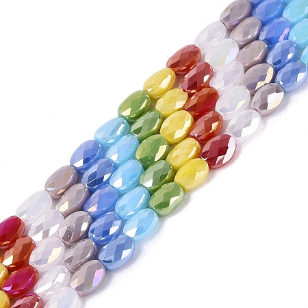 Electroplate Opaque Glass Beads Strands EGLA-Q135-4x6MM-02A-1
