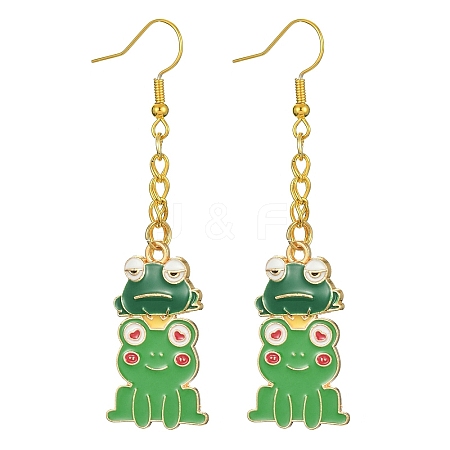 Alloy Enamel Frog Dangle Earrings with Iron Earring Pins for Women EJEW-JE05421-04-1