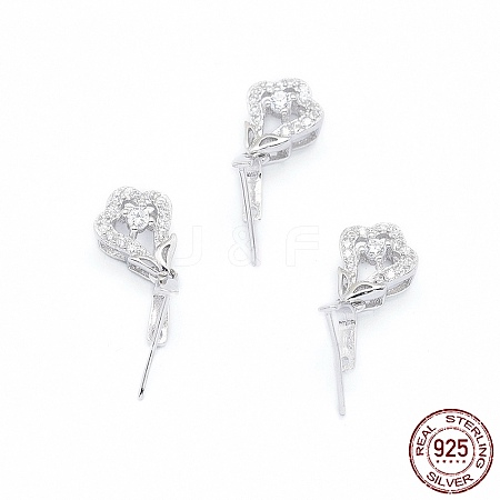 Anti-Tarnish Rhodium Plated 925 Sterling Silver Pendant Ice Pick Pinch Bails STER-I017-073P-1