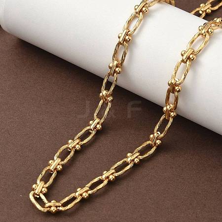 Ion Plating(IP) 304 Stainless Steel Oval Links Necklace for Women NJEW-B107-07G-01-1