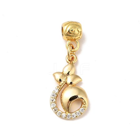 Rack Plating Brass Micro Pave Clear Cubic Zirconia Pendants ZIRC-H125-09G-1