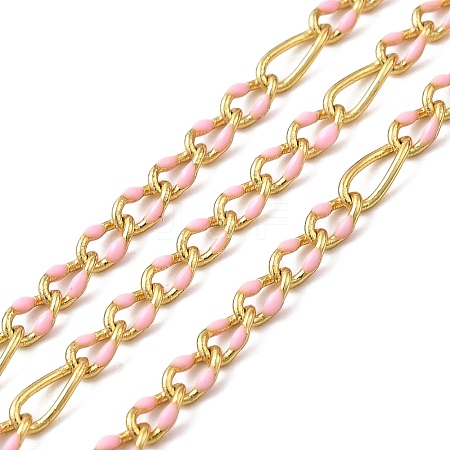 Handmade Brass Enamel Oval Link Chains CHC-L053-08G-07-1