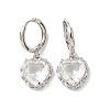 Valentine's Day Heart Brass & Glass Hoop Earrings EJEW-Z164-23P-03-4