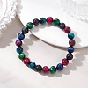 Natural Tiger Eye Beaded Stretch Bracelets for Women Men BJEW-JB13464-1