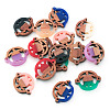 16Pcs 8 Colors Opaque Resin & Walnut Wood Connector Charms RESI-TA0002-71-2