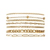 7Pcs 304 Stainless Steel Curb Chains & Water Wave Chains & Cable Chains & Figaro Chains & Wheat Chains Chain Bracelets Set for Women BJEW-JB12915-1