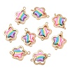 CCB Plastic Frame with Polymer Clay Rainbow Beads Links Connector Charms KK-D103-08A-G-1