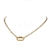 304 Stainless Steel Oval Screw Carabiner Lock Pendant Textured Paperclip Chain Necklaces NJEW-JN06576-02-2