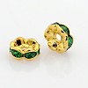 Golden Plated Flat Round Brass Acrylic Rhinestone Spacer Beads RB-J466-18G-1