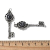 Key Brass Natural Black Agate Big Pendants KK-D361-01AS-20-3