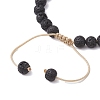 Adjustable 6mm Round Natural Lava Rock Braided Bead Bracelets BJEW-JB10615-01-4