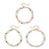 3Pcs Natural Agate Round Beads Multi-strand Bracelets BJEW-JB12468-2