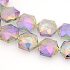 Hexagon Electroplate Full Rainbow Plated Glass Beads Strands EGLA-P015-F06-2
