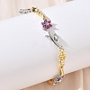 Brass Micro Pave Cubic Zirconia Link Chain Bracelets for Women BJEW-C156-04B-01GP-1