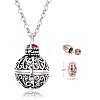304 Stainless Steel Round Urn Ashes Pendant Necklace PW-WG9842A-01-1
