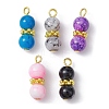 Baking Paint Glass Round Beaded Pendant PALLOY-JF02270-02-1