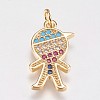 Brass Micro Pave Cubic Zirconia Pendants KK-I614-061G-1