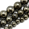 Natural Pyrite Beads Strands G-S265-03-8mm-2