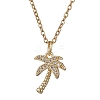 Coconut Tree Brass Micro Pave Clear Cubic Zirconia Pendant Necklaces NJEW-JN05148-02-2