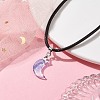 Glass Crescent Moon Pendant Necklaces NJEW-JN04579-01-2