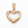 304 Stainless Steel Open Heart Pendants STAS-H372-23G-1