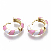 Brass Huggie Hoop Earrings EJEW-S209-04E-4