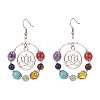 Natural & Synthetic Mixed Gemstone Beaded Big Ring with Alloy Lotus Dangle Earrings EJEW-TA00117-1
