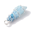 Electroplated Natural Quartz Crystal Copper Wire Wrapped Pendants PALLOY-JF02676-02-5