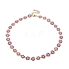 Enamel Daisy Link Chain Necklace NJEW-P220-01G-02-1