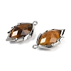 Natural Tiger Eye Faceted Leaf Pendants G-I375-04P-26-2