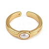 Brass & Oval ABS Imitation Pearl Cuff Rings RJEW-S633-01G-3