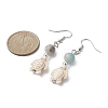 Synthetic Turquoise & Natural Flower Amazonite Dangle Earrings with Brass Pins for Women EJEW-JE05316-3