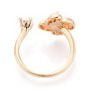 Windmill Brass Micro Pave Clear Cubic Zirconia Cuff Ring Settings KK-T076-36-3