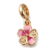 Rack Plating Alloy Pink Enamel European Dangle Charms PALLOY-A009-07G-1