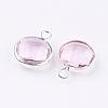 Silver Color Plated Brass Glass Flat Round Charms GLAA-M003-A-10S-2