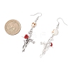 3 Pairs 3 Colors Hallowmas Alloy Dyed Synthetic Turquoise Dangle Earrings EJEW-JE06484-5