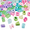 100Pcs 2 Styles UV Plating Rainbow Iridescent Acrylic Beads OACR-TA0004-59-3