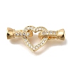 Brass Micro Pave Clear Cubic Zirconia Fold Over Clasps KK-K389-004G-1