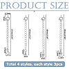 12Pcs 4 Styles Brass Curb Chain Extender KK-HS0015-33P-2