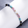 Faceted Round Natural Black Agate & Sodalite & Rose Quartz & Quartz Crystal Braided Bead Bracelets BJEW-F493-09G-02-3