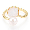 Natural Pearl Open Cuff  Ring with Msilver-Lipped Pearl Oyster PEAR-N022-C11-2