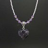 Natural Gemstone Heart Pendant Colorful Glass Seed Beads Beaded Necklaces for Women VA8487-1-1