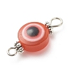 Flat Round Evil Eye Resin Connector Charms PALLOY-JF01799-02-5