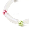 Acrylic Curved Tube & Round Chunky Stretch Bracelet for Women BJEW-JB08282-6