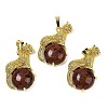 Gemstone Ball with Leopard Shape Brass Pendants KK-F887-04G-2
