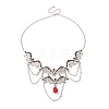 Halloween Bat Alloy Siam Rhinestone Bib Necklaces for Women LS-NJEW-P340-02P-1