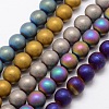 Electroplate Non-magnetic Synthetic Hematite Beads Strands G-R363-8mm-M-1