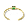 Green Glass Rectangle Open Cuff Bangle BJEW-I307-01G-2